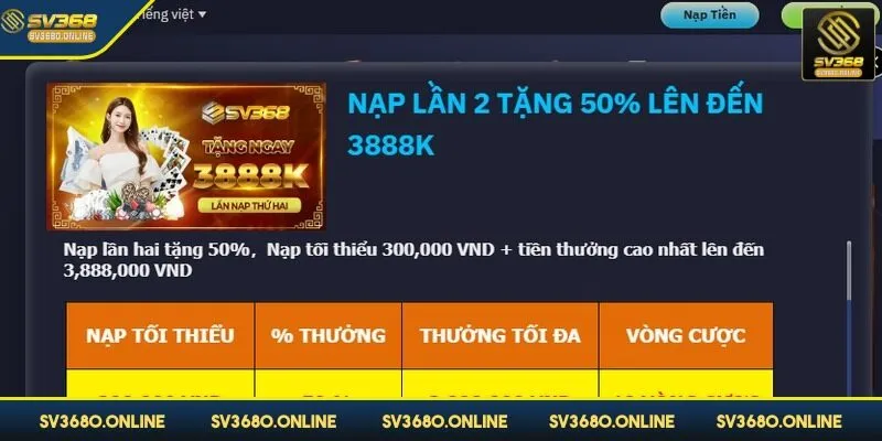 Người chơi cần nạp số tiền tối thiểu 300K