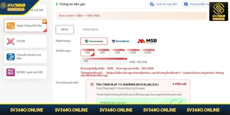 Cần nhập đúng thông tin trang web cung cấp để nạp tiền nhanh